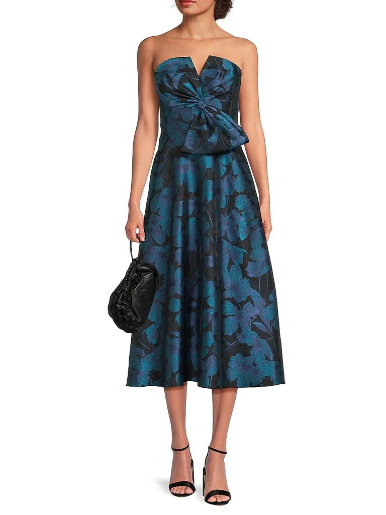 Floral Jacquard Midi-Dress  On Sale Now with Up to 60% Off | Discover  Exclusive Deals & Savings at BeyondStyle  Authentic Aidan Mattox  satin|off-the-shoulder|floral|dresses|strapless|fit & flare|women's|women's  apparel|contemporary|midi-length ...