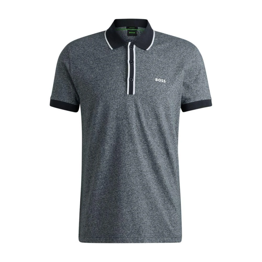 Mouliné-cotton polo shirt with striped trims – On Sale Now with Up