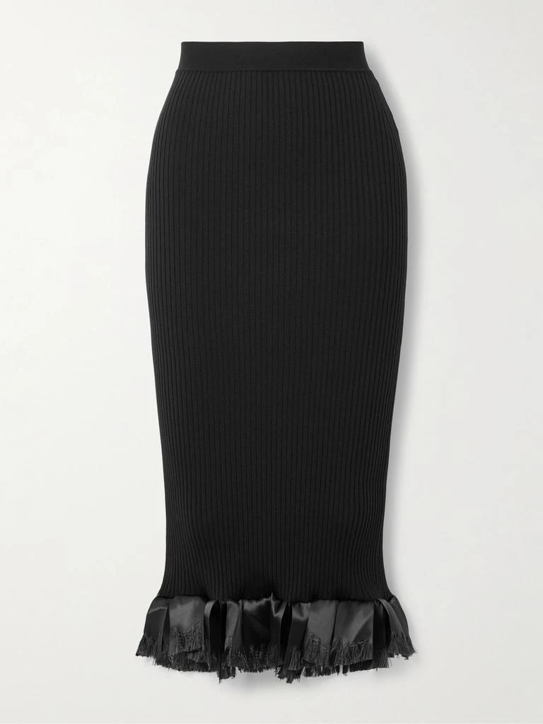 FFORME Riley 缎布边饰罗纹羊毛混纺半身裙