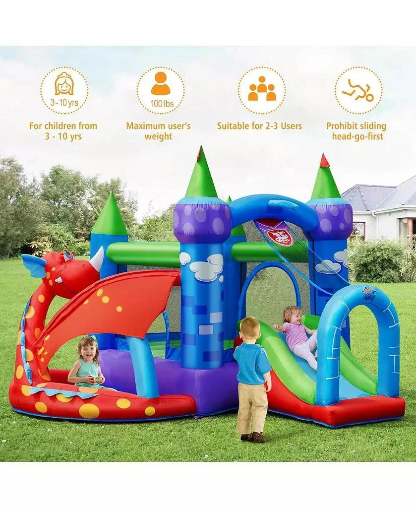 Mecale Kids Inflatable Bounce House Dragon Jumping Slide Bouncer Castle 4