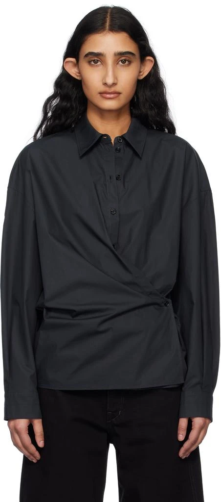 Lemaire Black Straight Collar Twisted Shirt 1