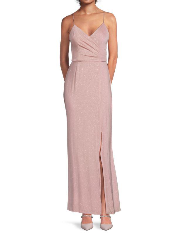 Eliza J Ruched Sparkle Knit Gown