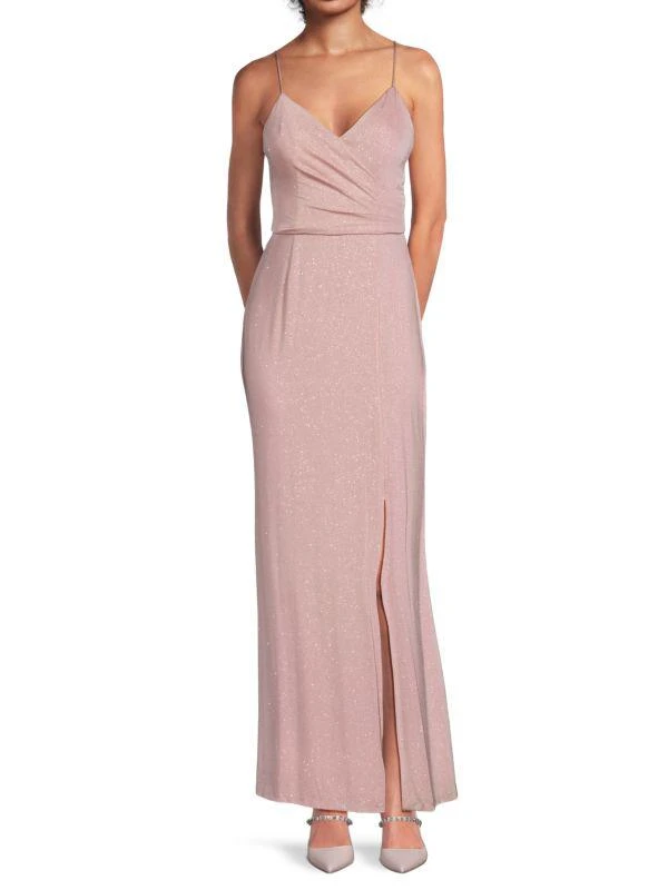 Eliza J Ruched Sparkle Knit Gown 1