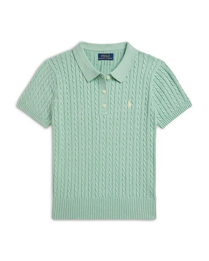 Ralph Lauren Girls' Mini Cable Cotton Polo Sweater - Big Kid, Little Kid