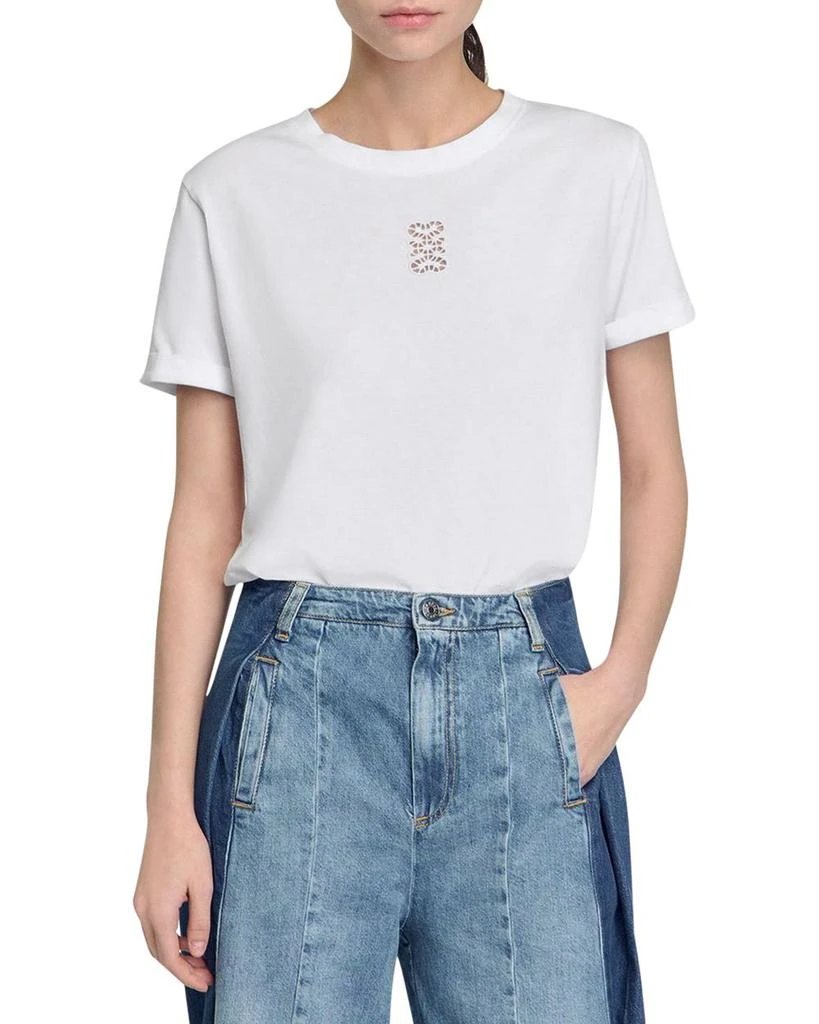 Sandro Embroidered Cotton Tee 1