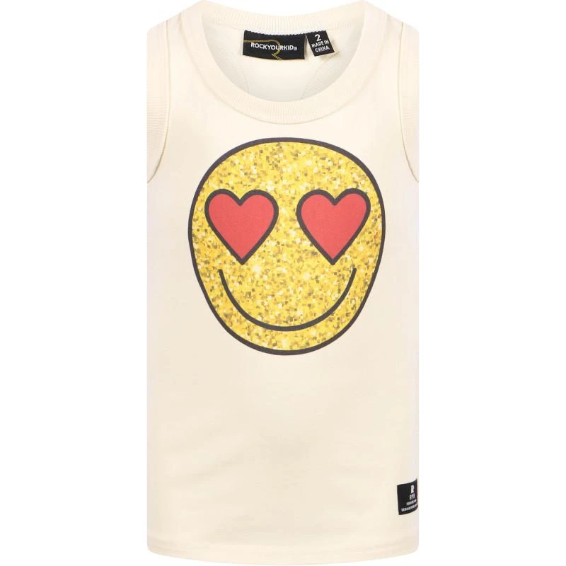 Rock Your Baby In love smiley tutu dress and tank top set in off white 2