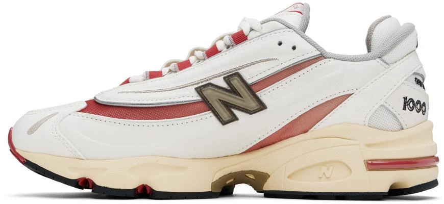 New Balance White & Red 1000 Sneakers 3