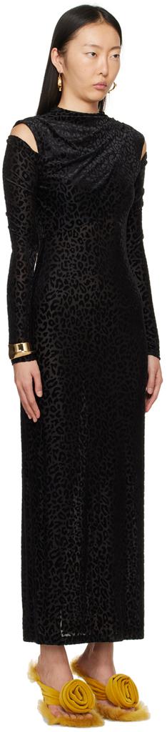 Puppets and Puppets Black Cold Shoulder Midi Dress