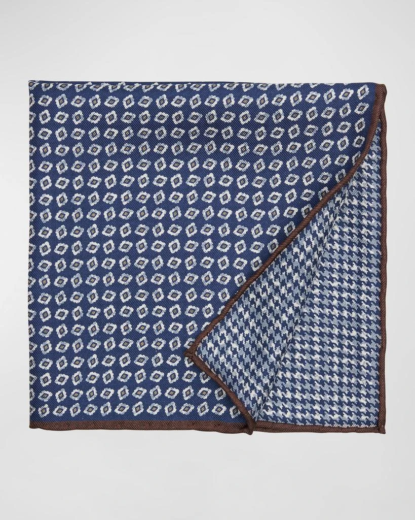 Brioni Men's Diamond-Print Reversible Silk Pocket Square 1