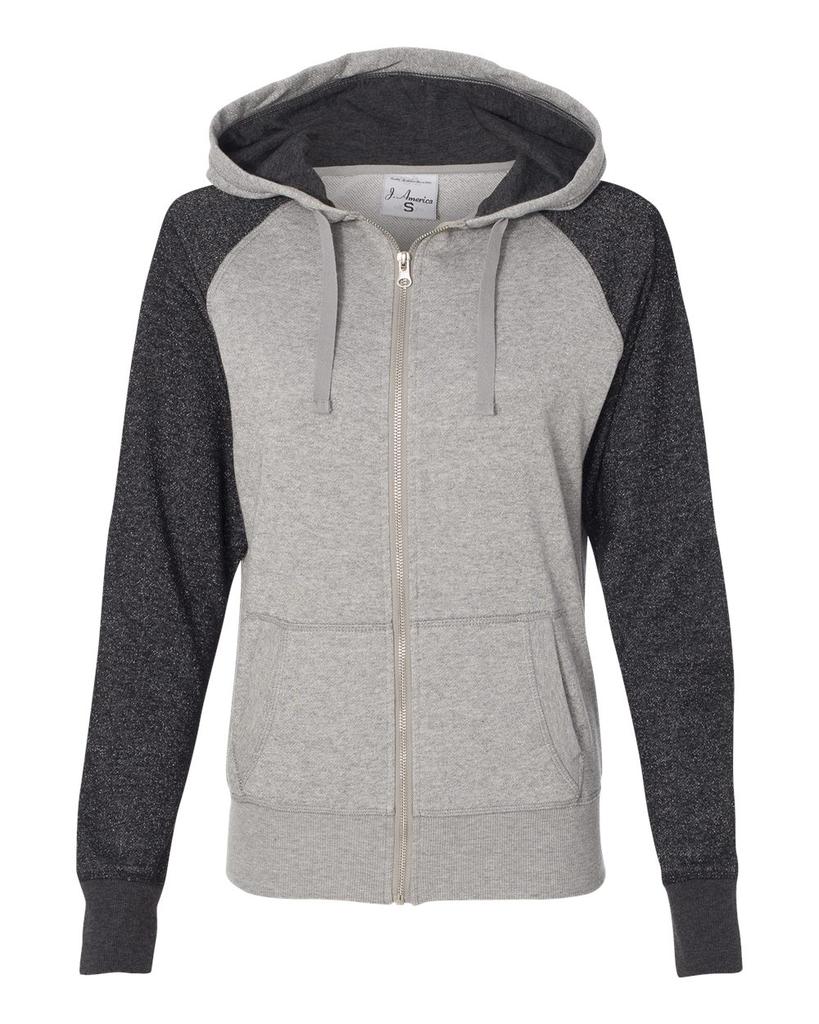 J America Women’s Glitter French Terry Full-Zip Hooded Sweatshirt
