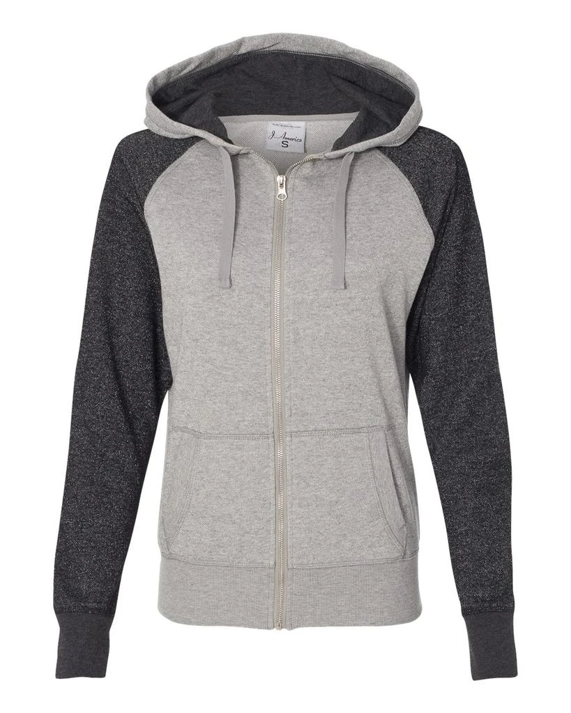J America Women’s Glitter French Terry Full-Zip Hooded Sweatshirt 1