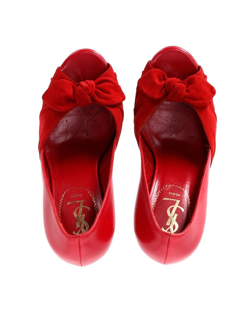 Yves Saint Laurent Yves  Palais 105 Bow Pumps in Red Leather 5