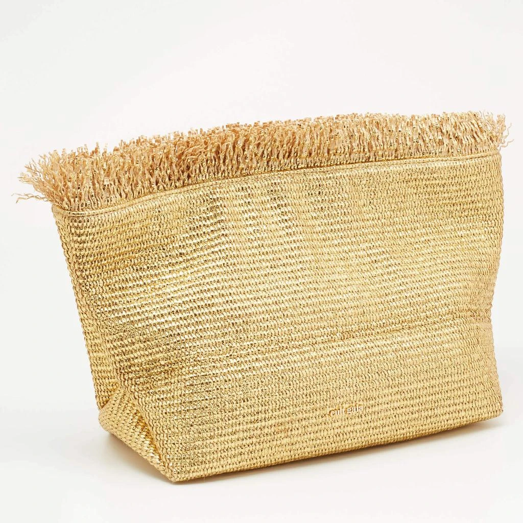 Cult Gaia Cult Gaia Gold Woven Foil Fabric Shanti Clutch 3