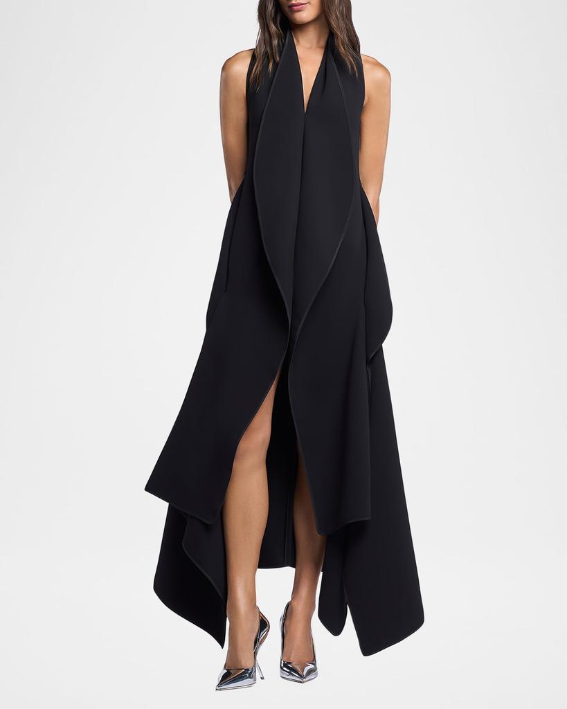 Maticevski Varsity Sleeveless Draped Midi Dress