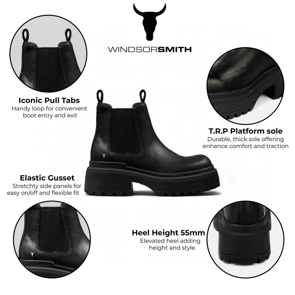 Windsorsmith Black Chunky Leather Chelsea Boots - Dopamine 2