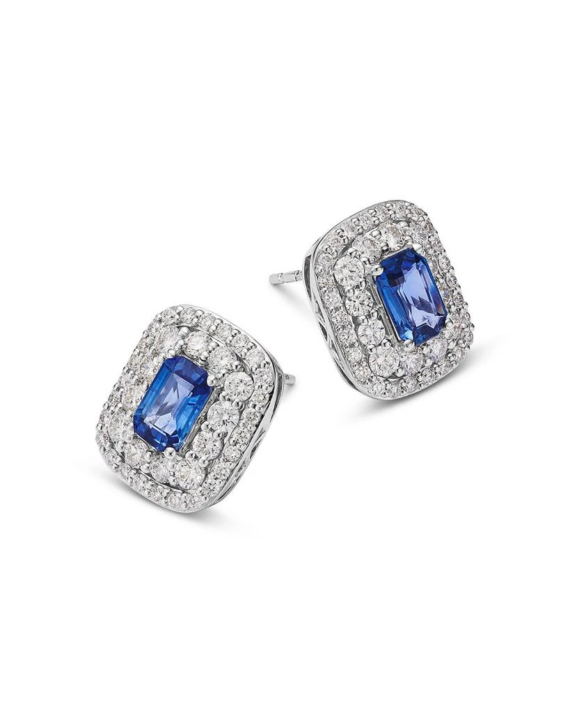 Bloomingdale
s Fine Collection Sapphire 
Diamond Double Halo Statement Stud Earrings in 14K White Gold 3