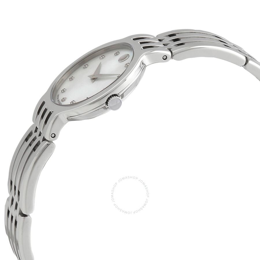 Movado Esperanza Quartz Diamond White Mother of Pearl Dial Ladies Watch 0607498