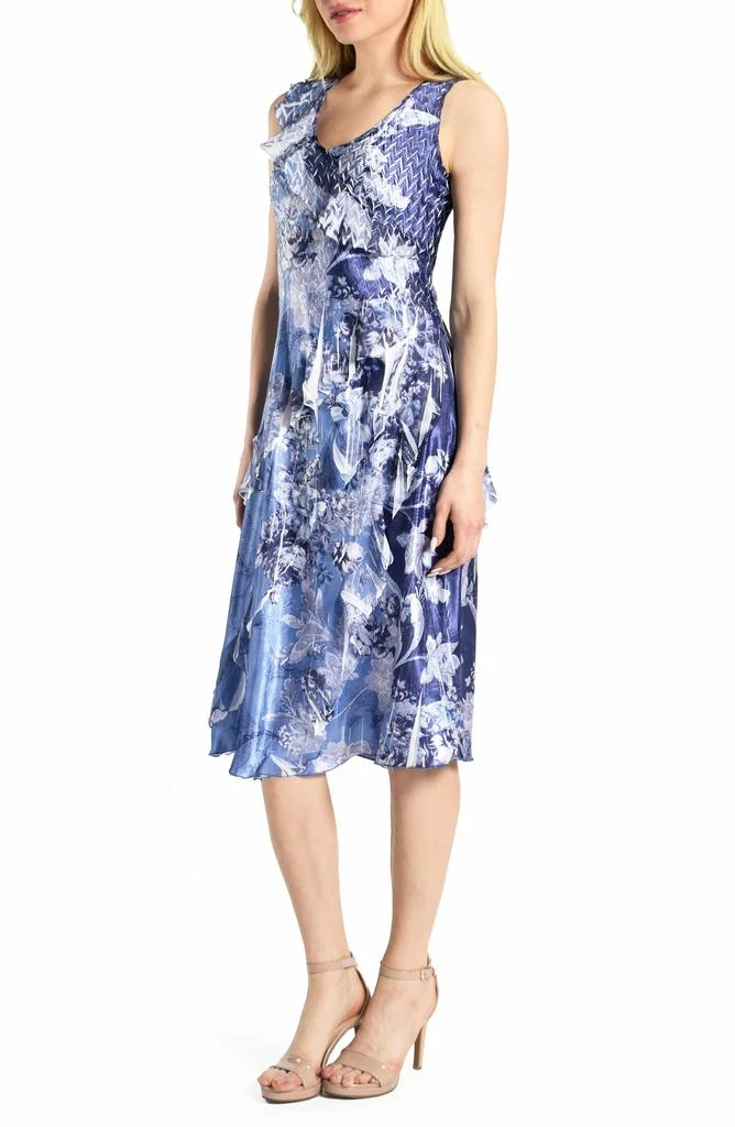Komarov Floral Charmeuse & Chiffon Dress 4