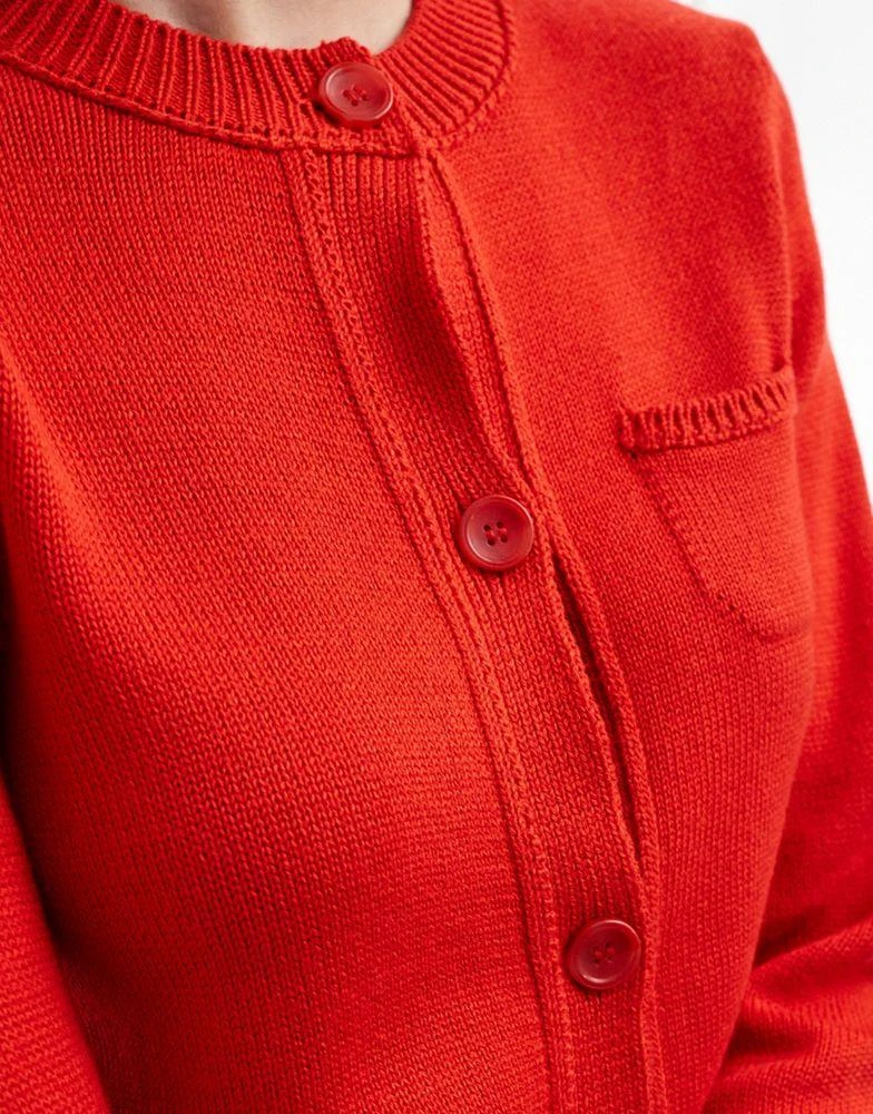ASOS ASOS DESIGN crew neck cropped cardigan with pocket in cotton blend in red 3