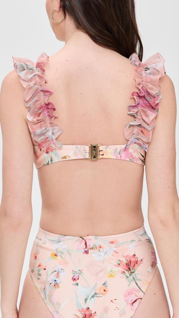 PatBO Lily Flower Flutter Sleeve Bikini Top