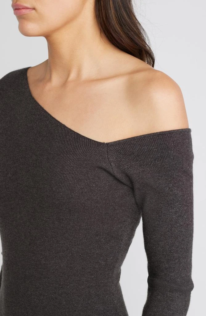 Charles Henry One-Shoulder Long Sleeve Sweater Dress 4