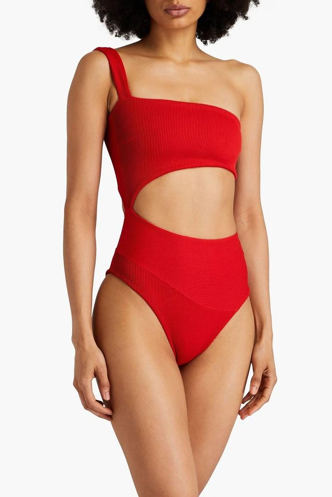 Haight Iu one-shoulder cutout ribbed swimsuit 2
