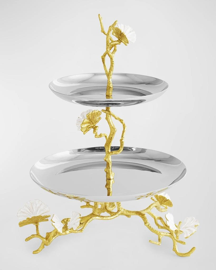 Michael Aram Butterfly Ginkgo White 
Gold Two Tier Etagere 1