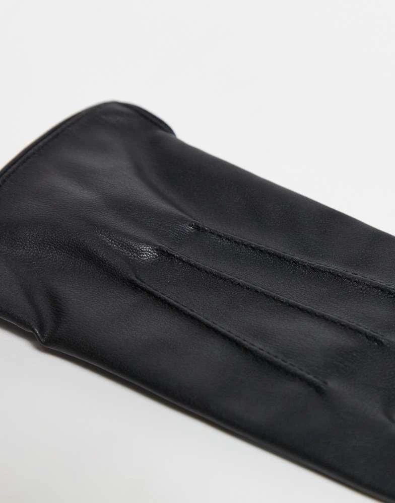 Pieces Pieces leather look gloves in black 3