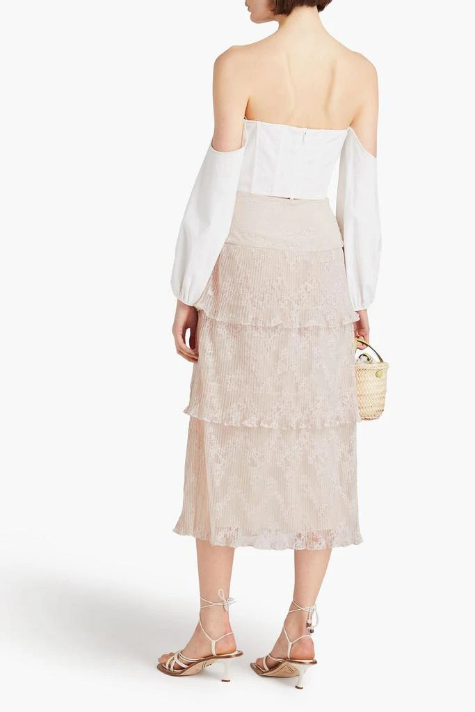Zimmermann Tiered pleated lace midi skirt 3