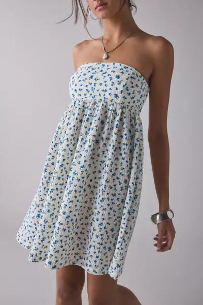 Kiss The Sky Kiss The Sky Ditsy Floral Strapless Babydoll Mini Dress