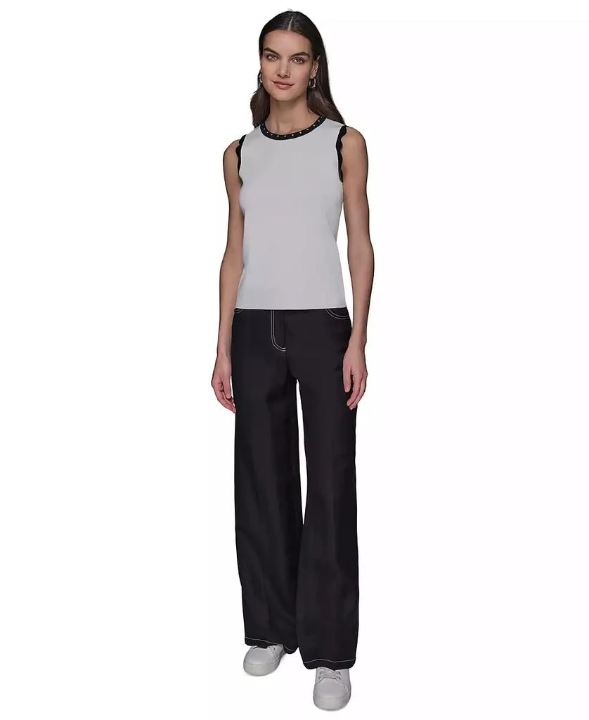 Karl Lagerfeld Paris Women's Scallop-Edge Sleeveless Sweater 2