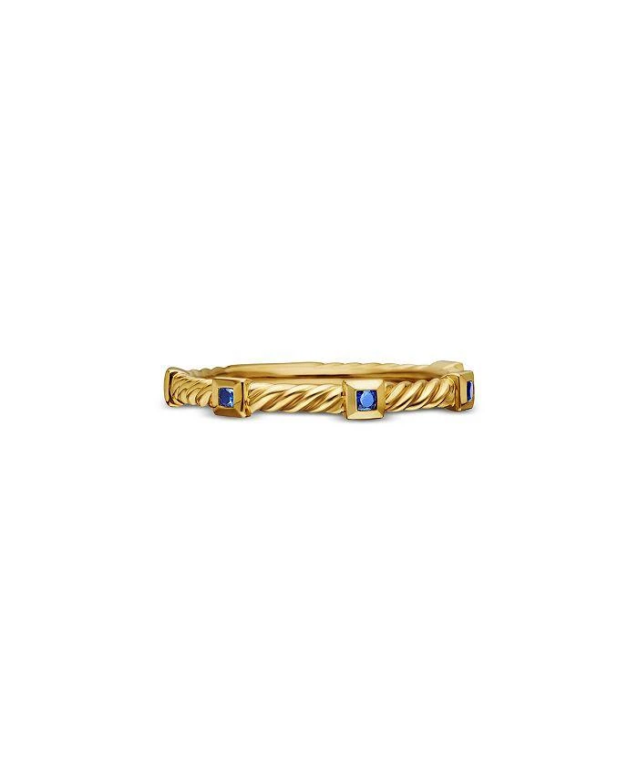 David Yurman 18K Yellow Gold Cable Sapphire Stack Band Ring