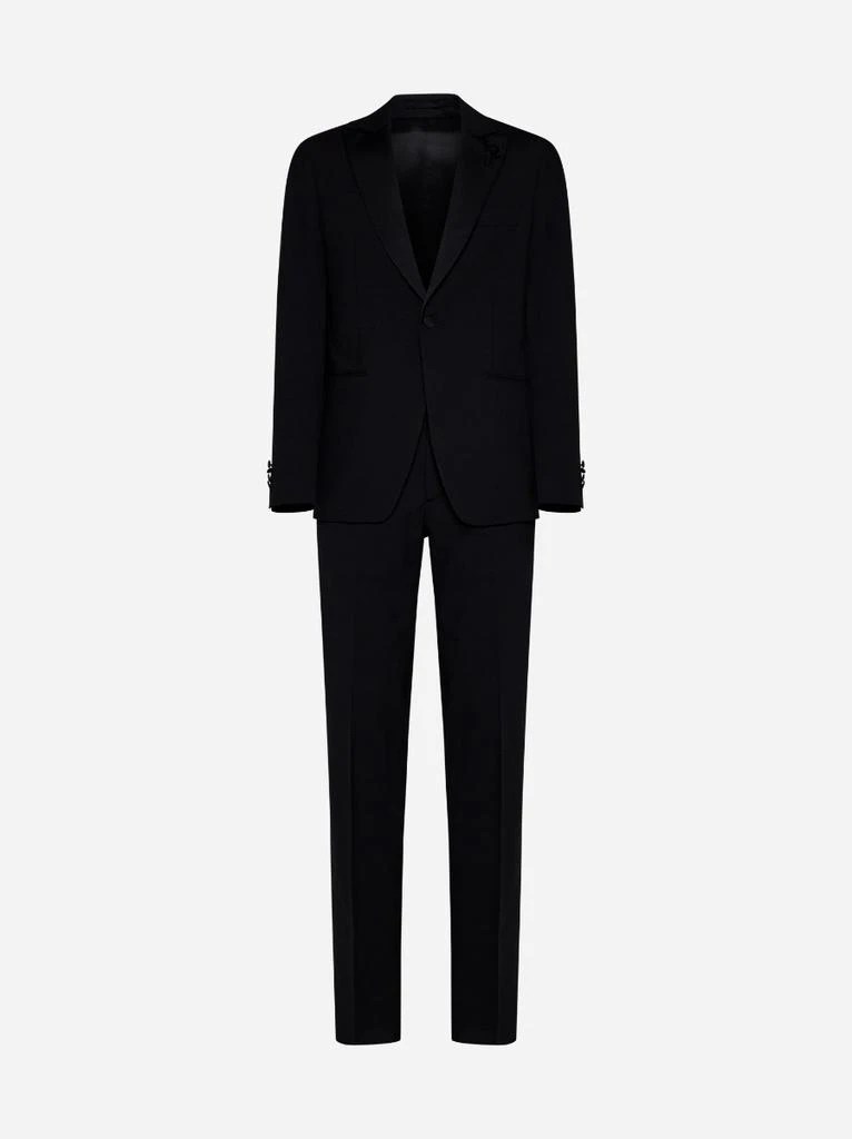 LARDINI Black stretch wool tuxedo suit 1