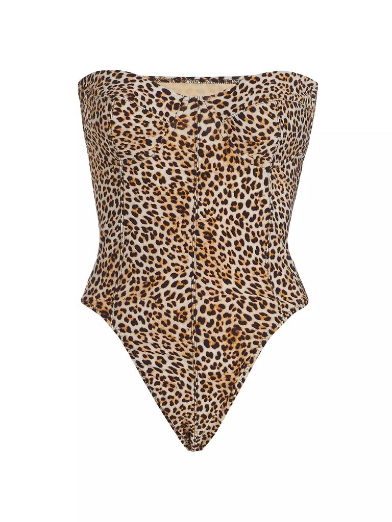 Norma Kamali Leopard Strapless One-Piece Swimsuit