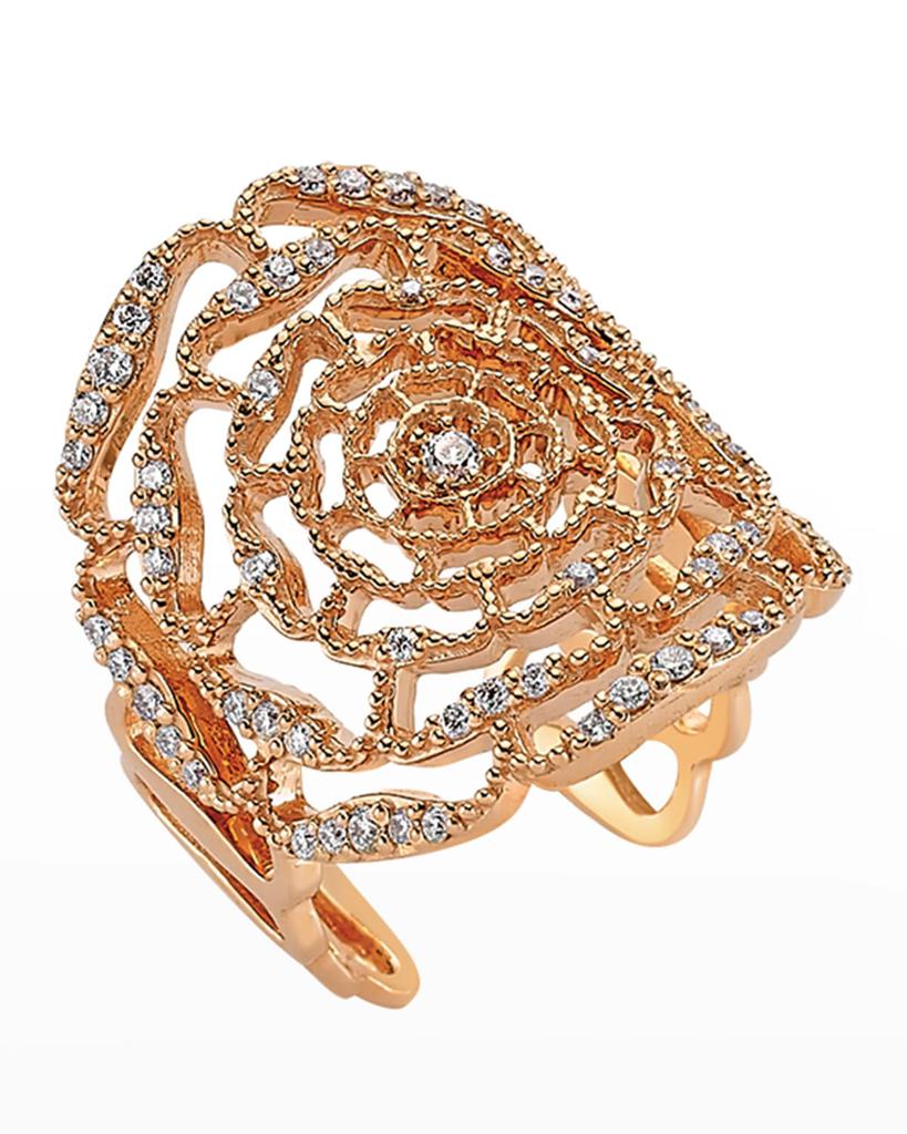 Bee Goddess Rosa Mundi 14k Open Diamond Ring, Size 7