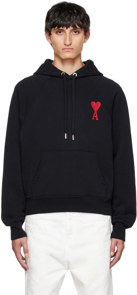 AMI Paris Black Ami de Cœur Hoodie 1