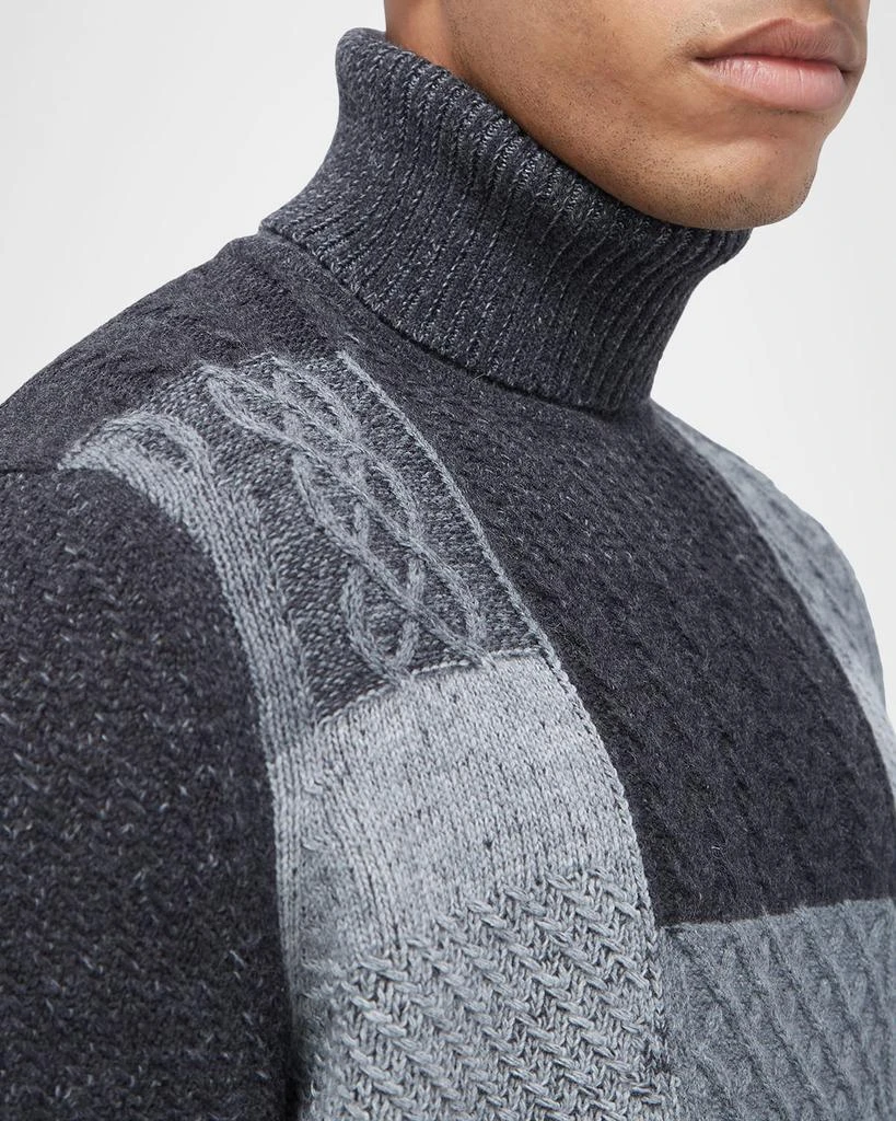 BUGATCHI Men's Patchwork Knit Turtleneck 5