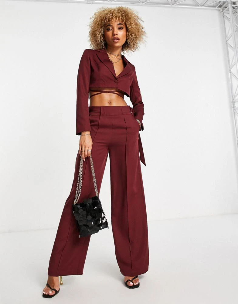 UNIQUE21 Unique21 cropped blazer co-ord in wine 4