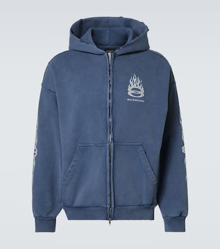 バレンシアガ burning unity zip hoodie 24ss Balenciaga Burning Unity zip-up Hoodie | Black | FARFETCH