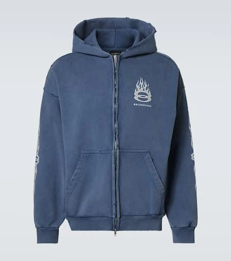 Balenciaga Burning Unity zip-up cotton hoodie 1