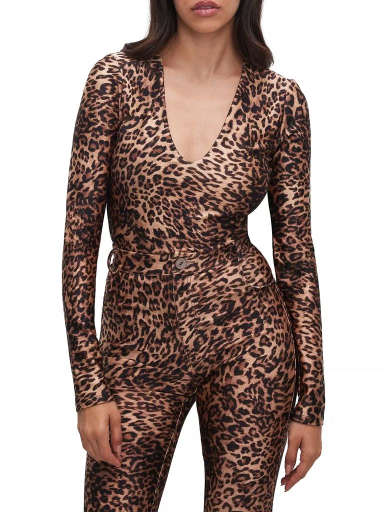 Good American Leopard High-Shine Compression Bodysuit 1