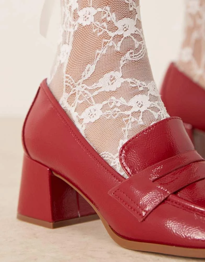 New Look New Look heeled loafer in red 4