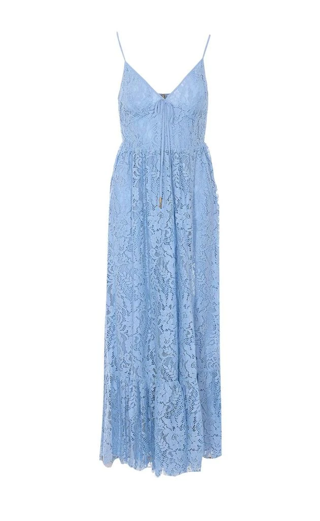 green emerald velvet dress White Eyelet Embroidered Maxi Dress main image 1