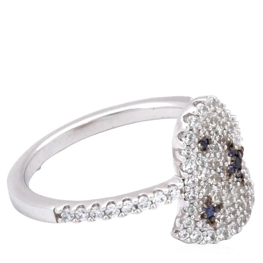 apm Monaco Ladies Sterling Silver With White / Blue Crystal Ring 2
