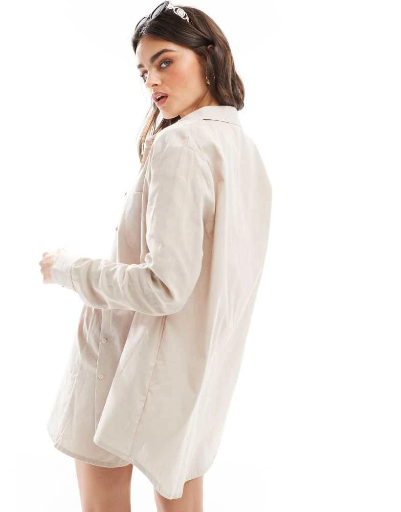 Esmée Esmee Exclusive oversized long sleeve beach shirt in oat 4