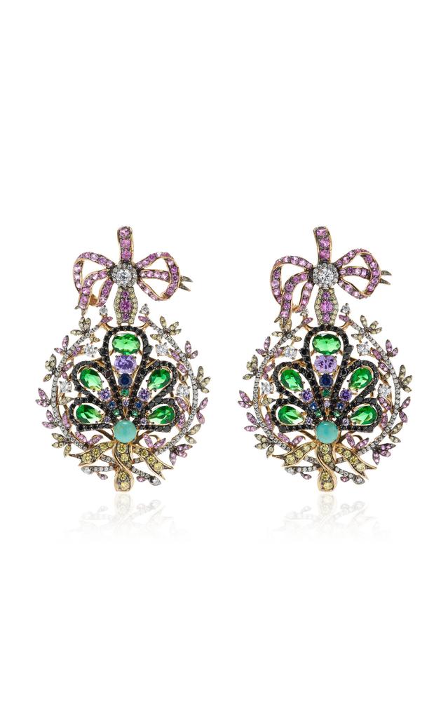 Anabela Chan Anabela Chan - Mirage Peacock 18K Gold; Blackened Rhodium Multi-Gem Earrings - Multi - OS - Moda Operandi - Gifts For Her