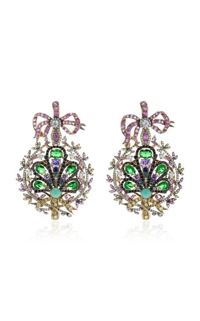 Anabela Chan Anabela Chan - Mirage Peacock 18K Gold; Blackened Rhodium Multi-Gem Earrings - Multi - OS - Moda Operandi - Gifts For Her 1