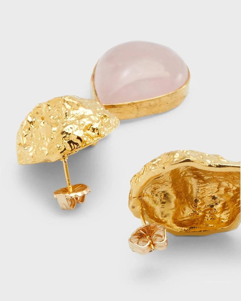 Devon Leigh Rose Quartz and Gold Post Earrings 4