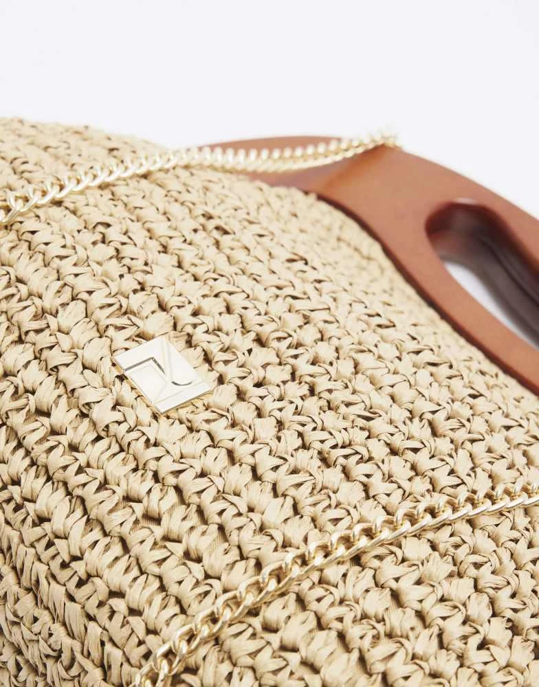 River Island River Island Raffia frame clutch bag in beige 3