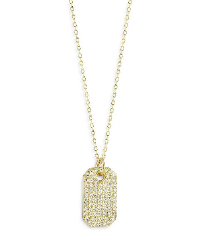 AQUA Pavé Tag Pendant Necklace, 16"-18" - Exclusive 1